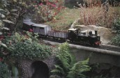 Avec ses deux ponts, ses trois gares et ses trois tunnels, sans compter l'embranchement qui mne au cellier, le rseau en boucle a investi tout le jardin.